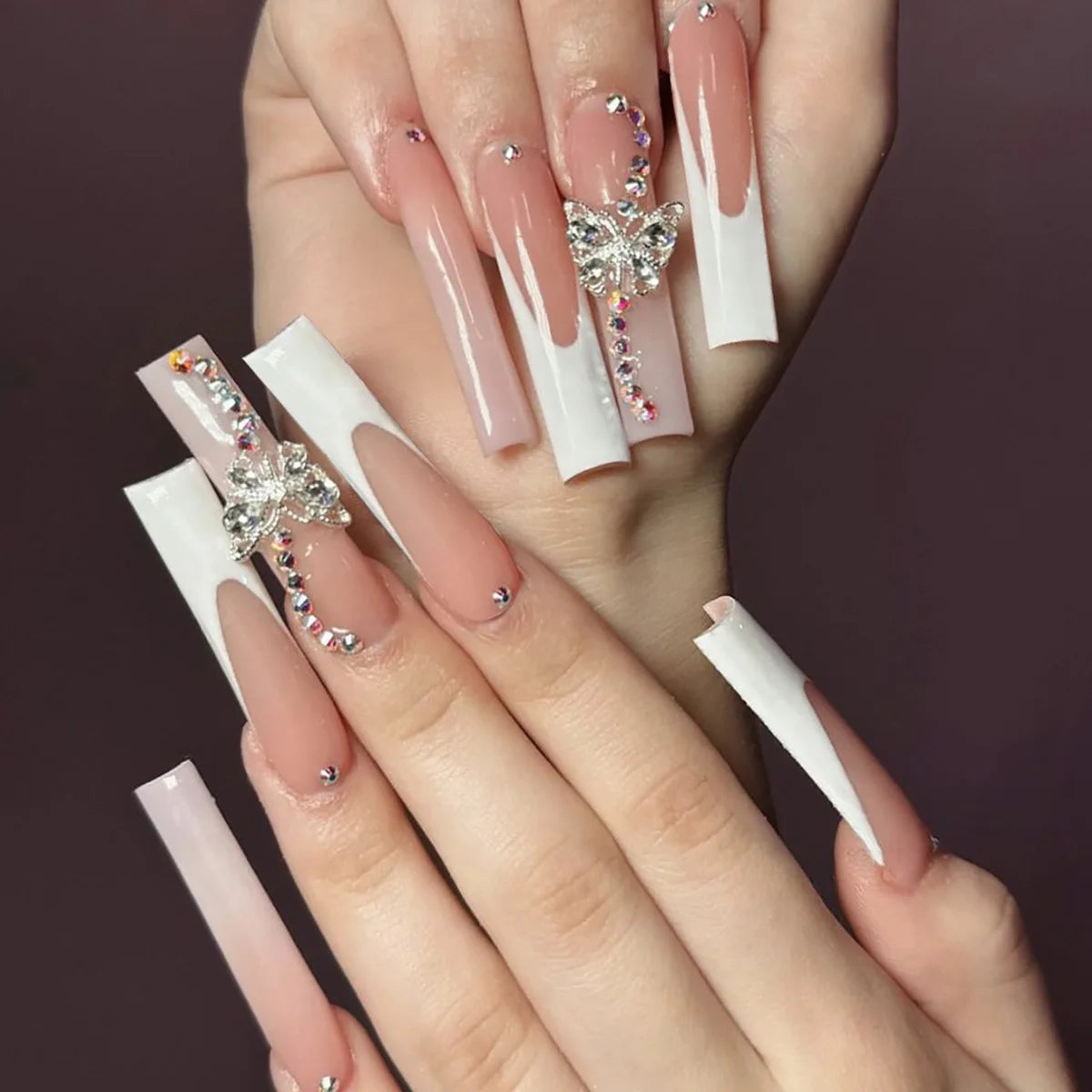 24Pcs Long Square Head Press on Nails