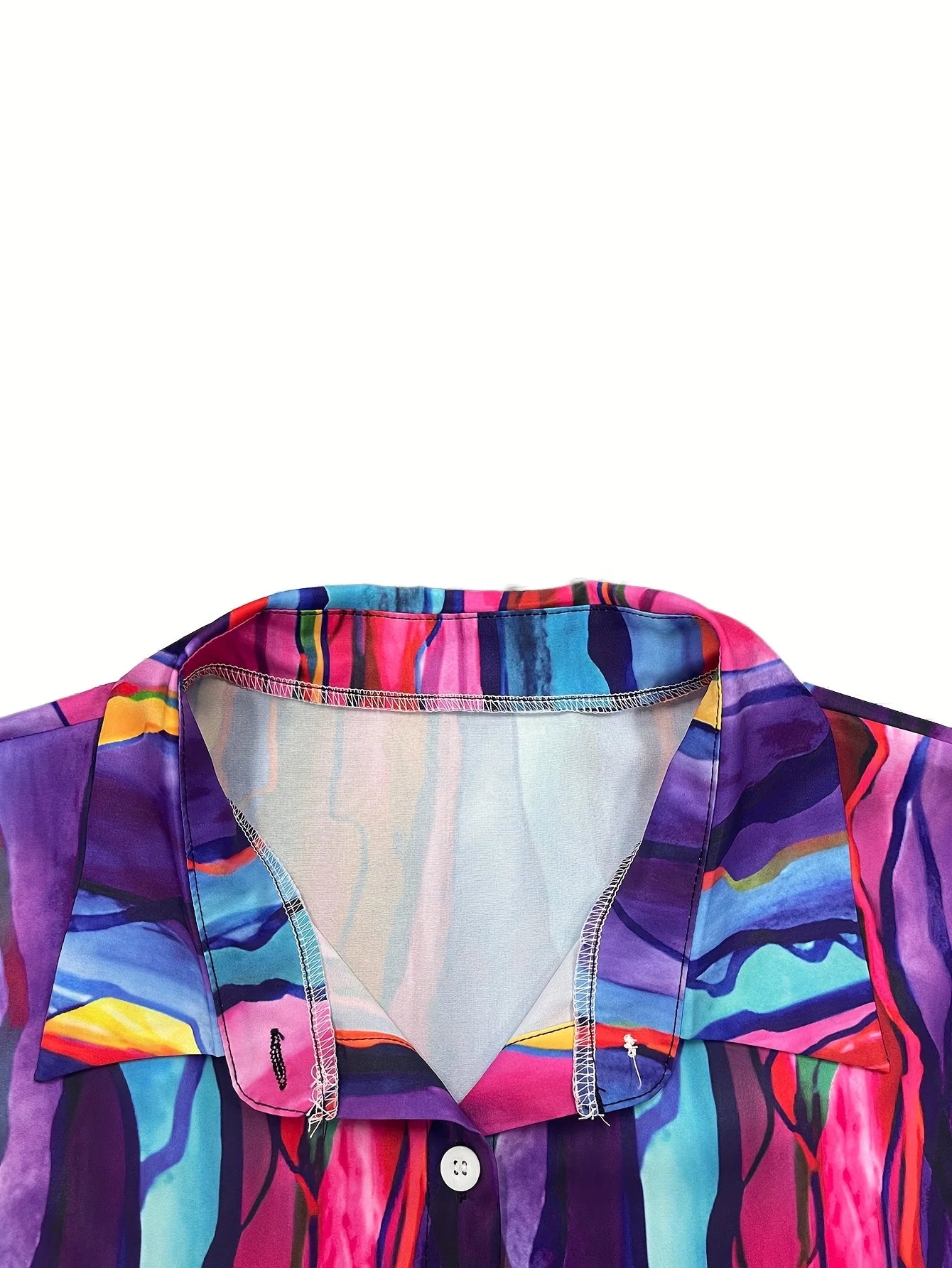 Plus Size Women's Colorful Tie Dye Print Button Down Shirt