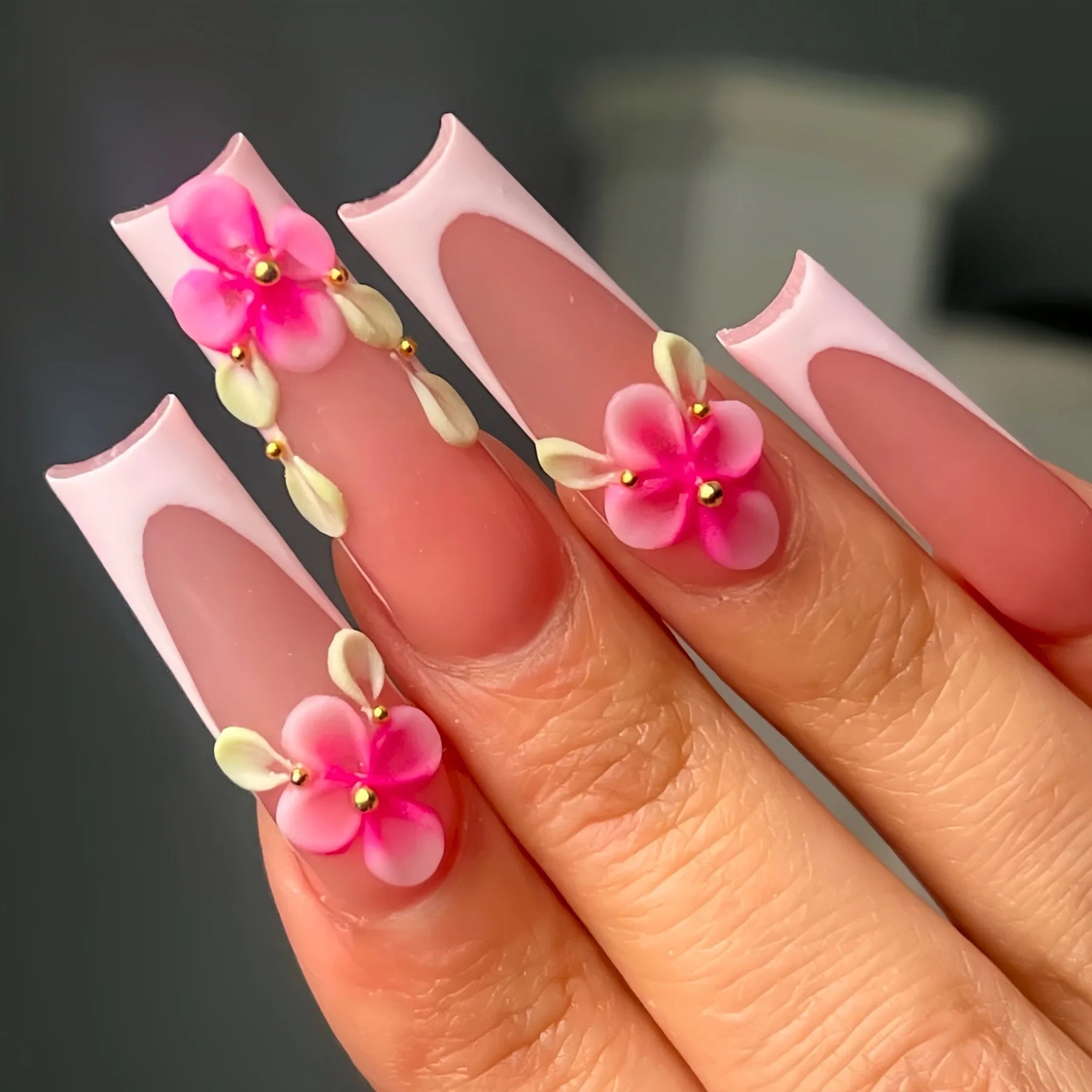 24Pcs Long Square Press on Nails