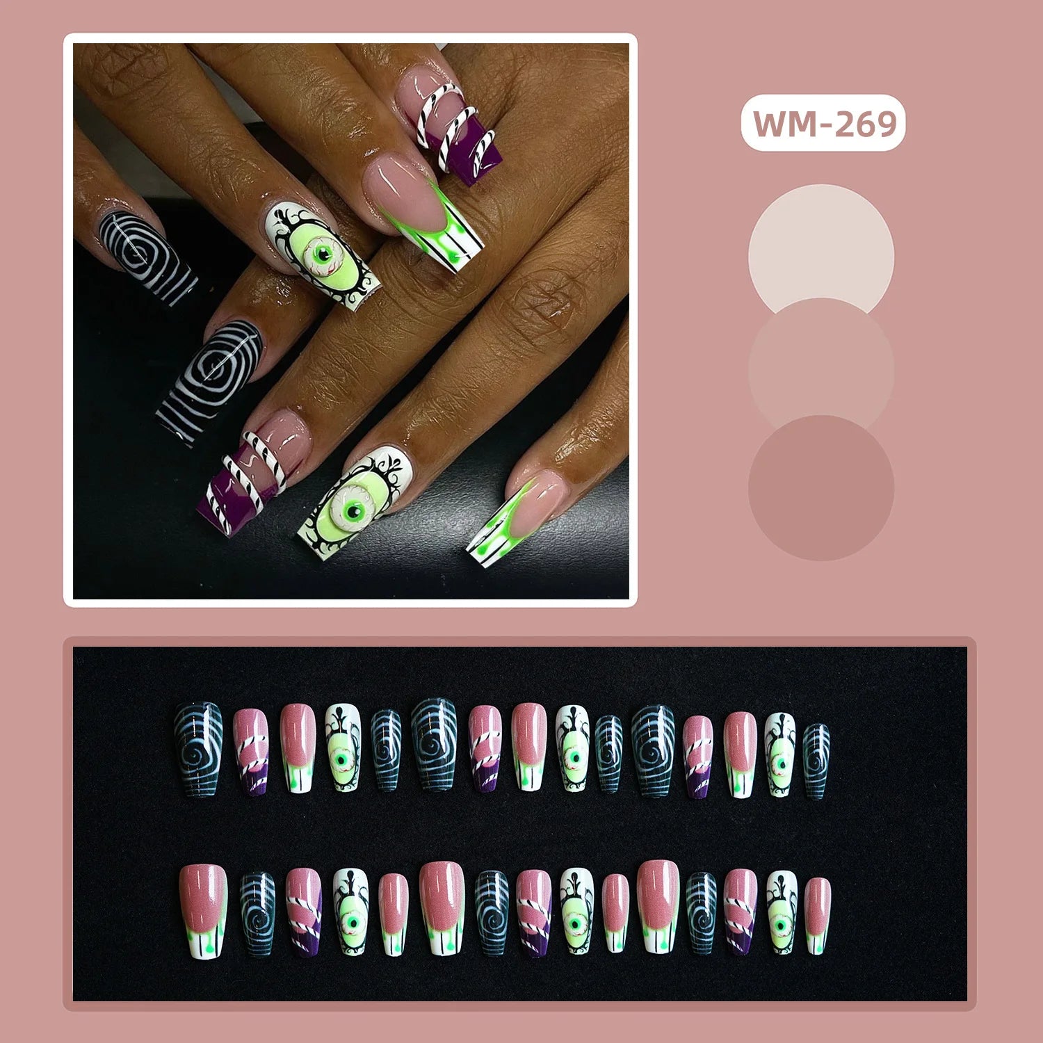 Halloween Long Ballet Press on Nails