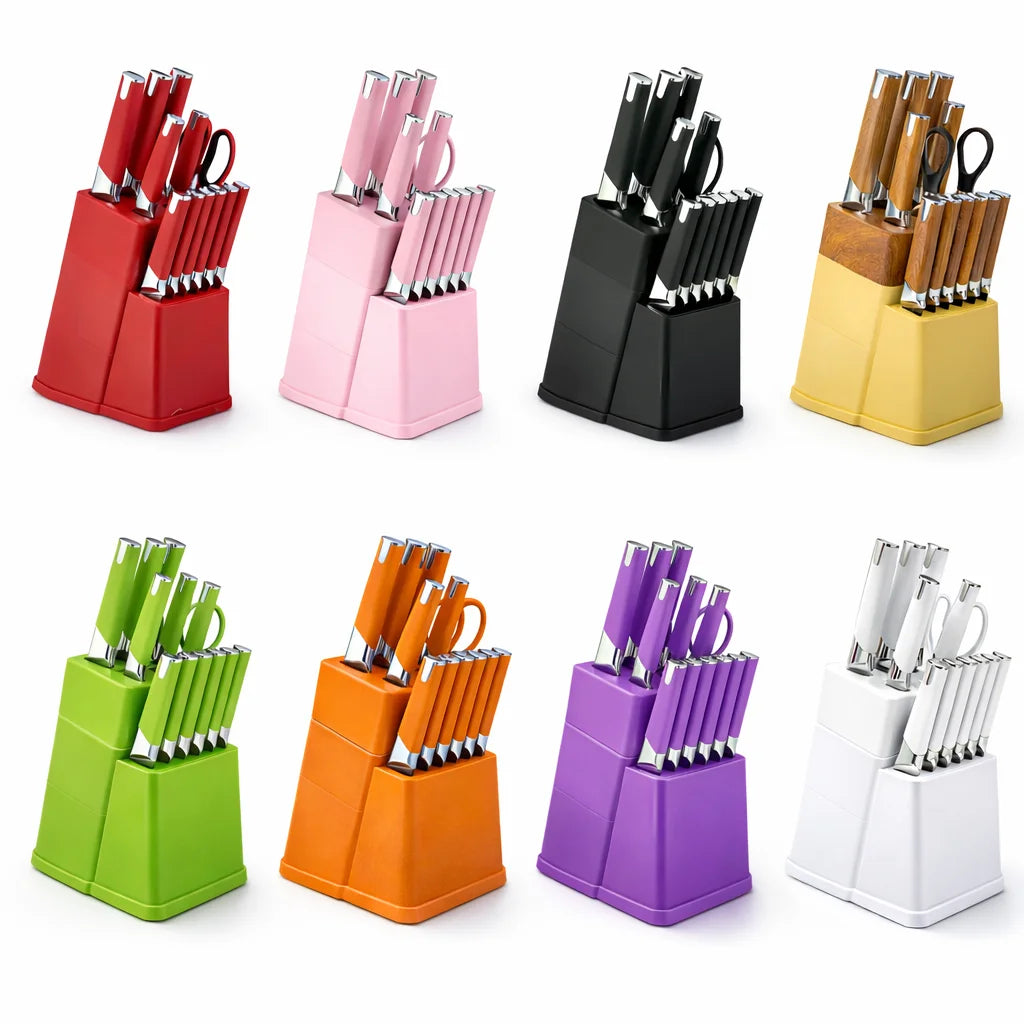 13Pc Professional Kitchen Knife Block Set with 6 Steak Knives