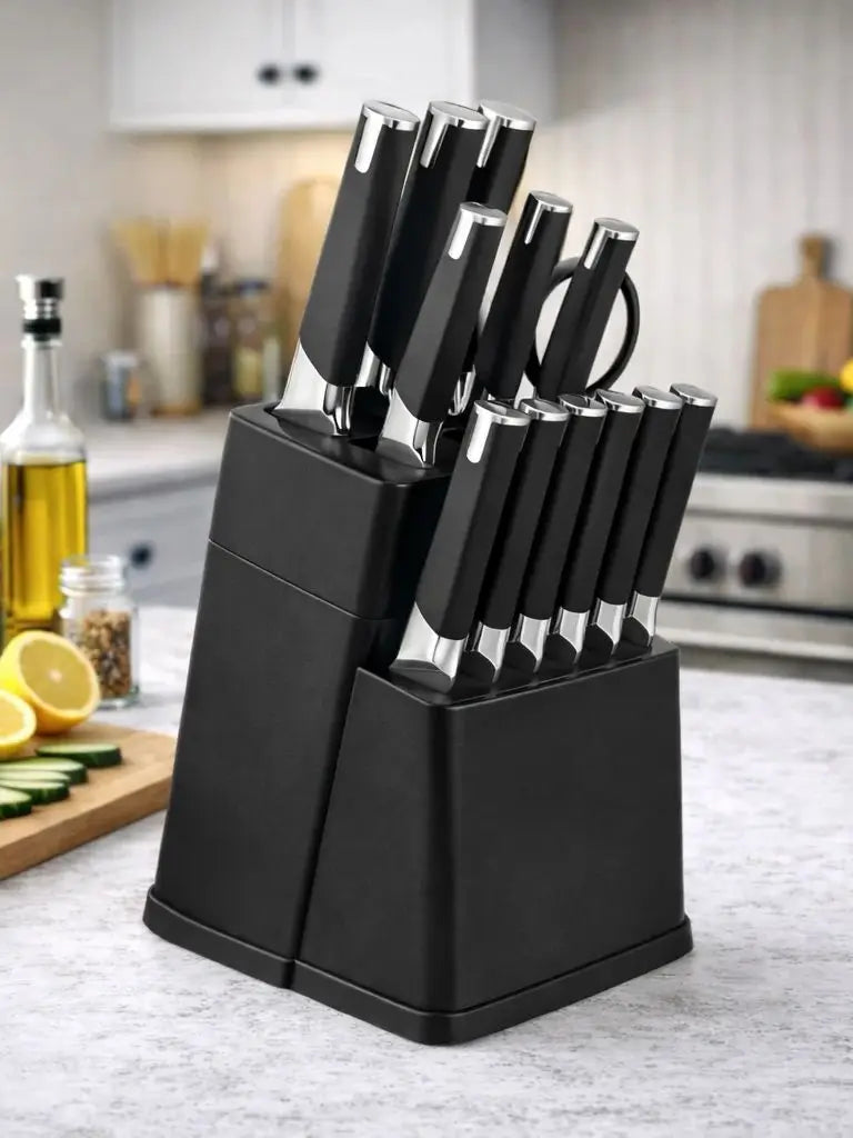 13Pc Professional Kitchen Knife Block Set with 6 Steak Knives