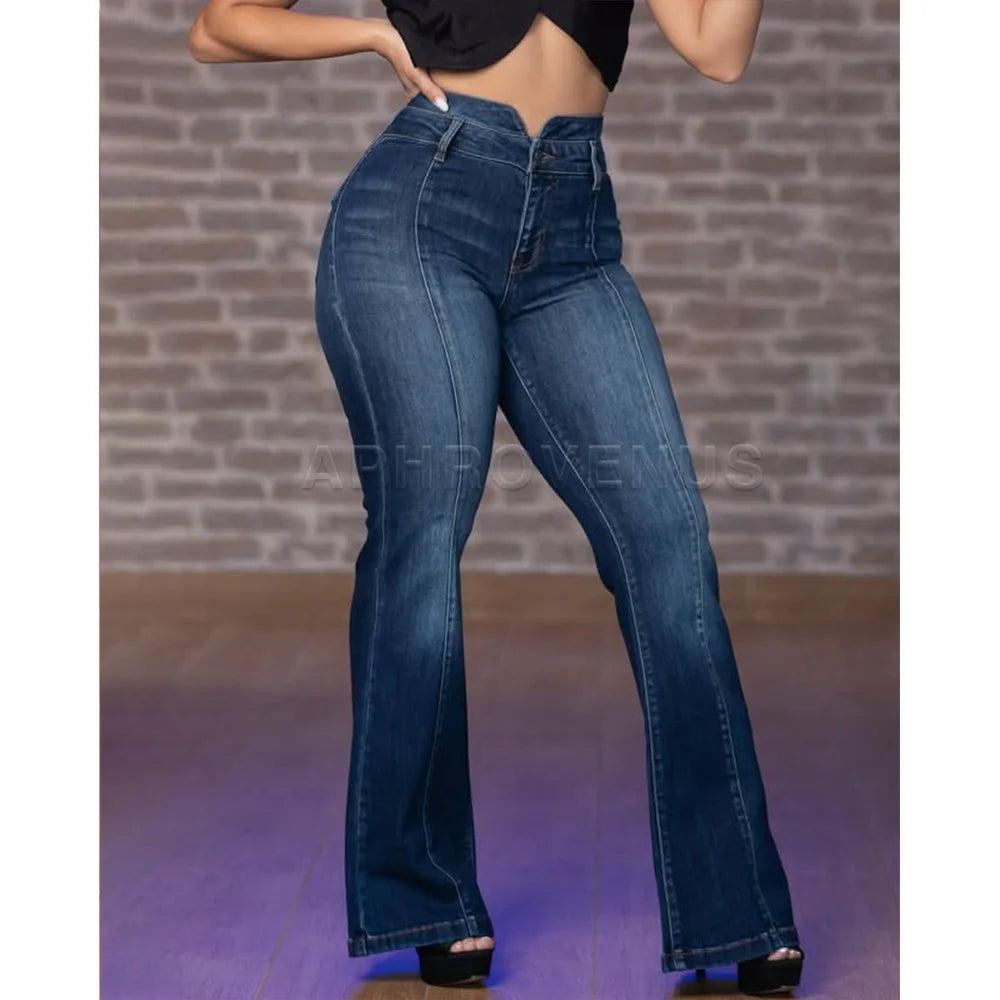 High Waist Flared Retro High-Rise Slim Fit Stretchy Pants