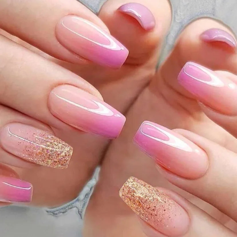 24pc Press on Nails Flower Design Mid-length Ballet
