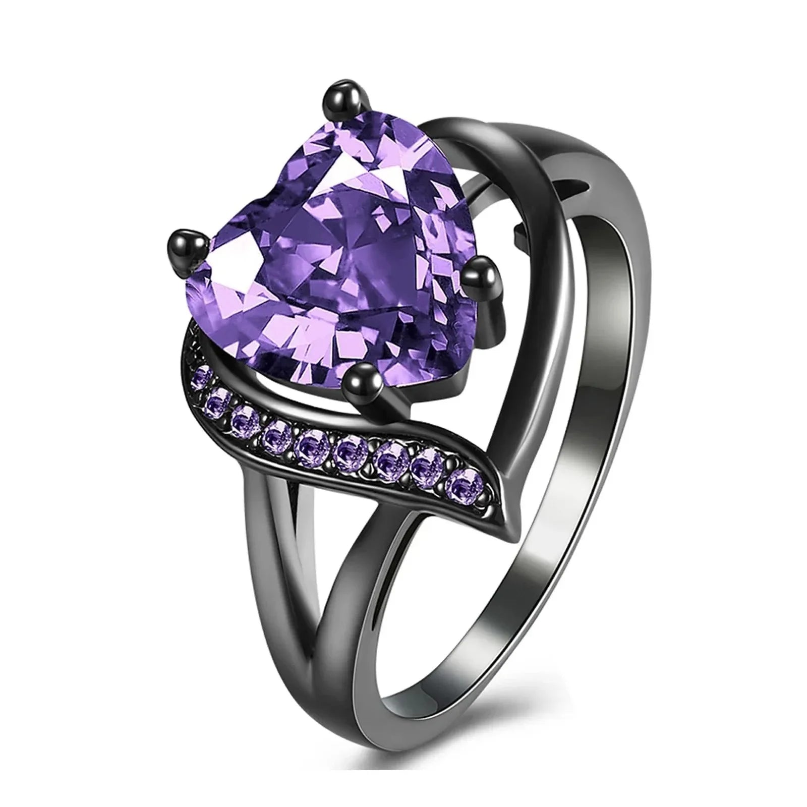 Red Rhinestones Couple Ring Set