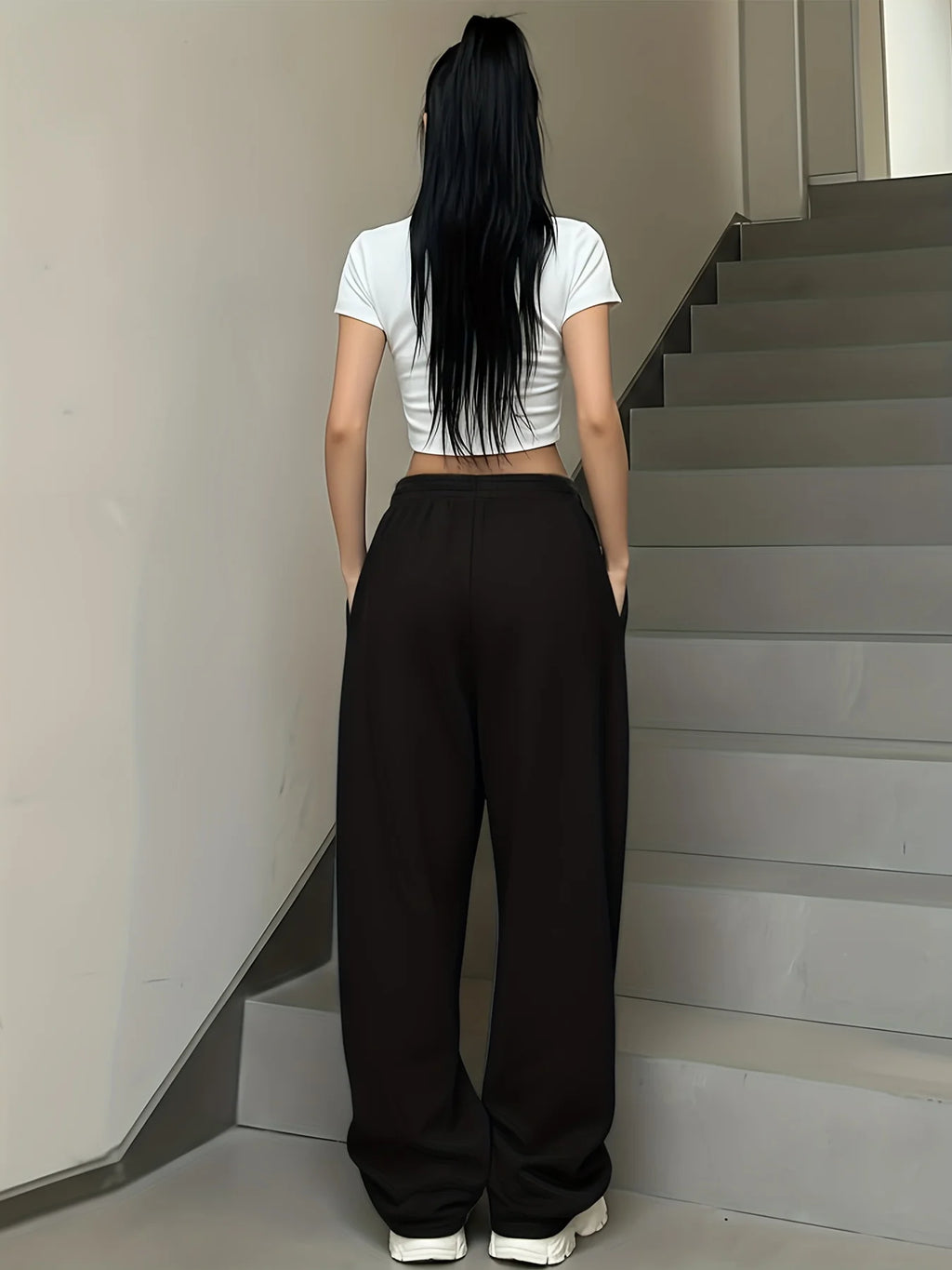 Black Red Heart & love Print Drawstring Pants