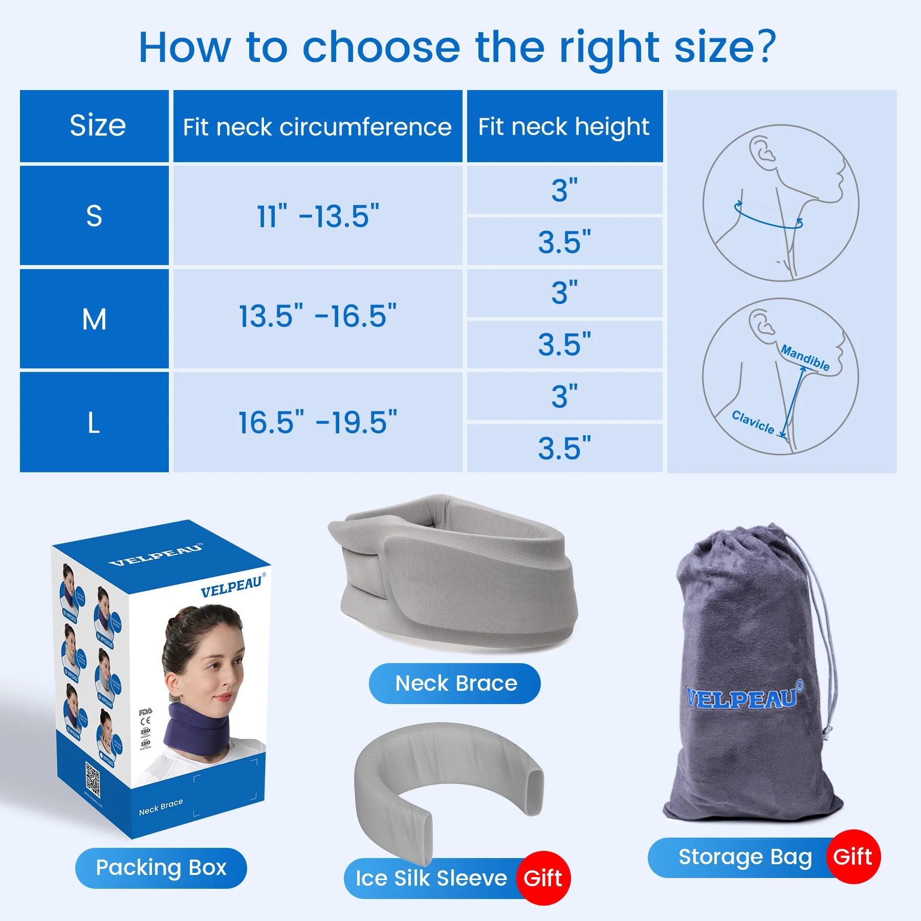 VELPEAU Neck Support Brace for Neck Pain