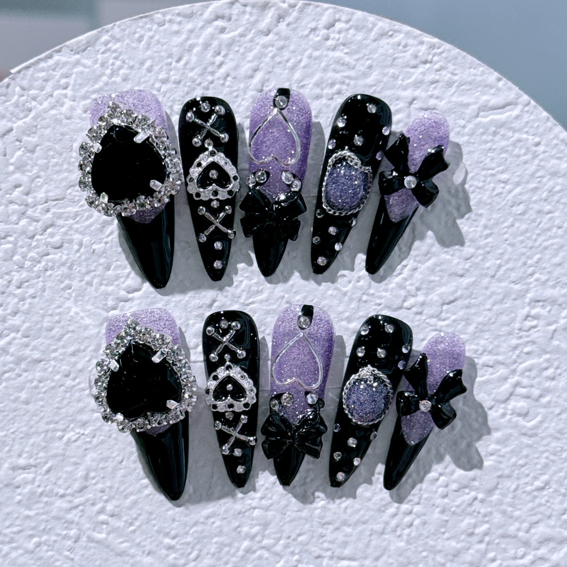Long Stiletto Press on Fake Nails