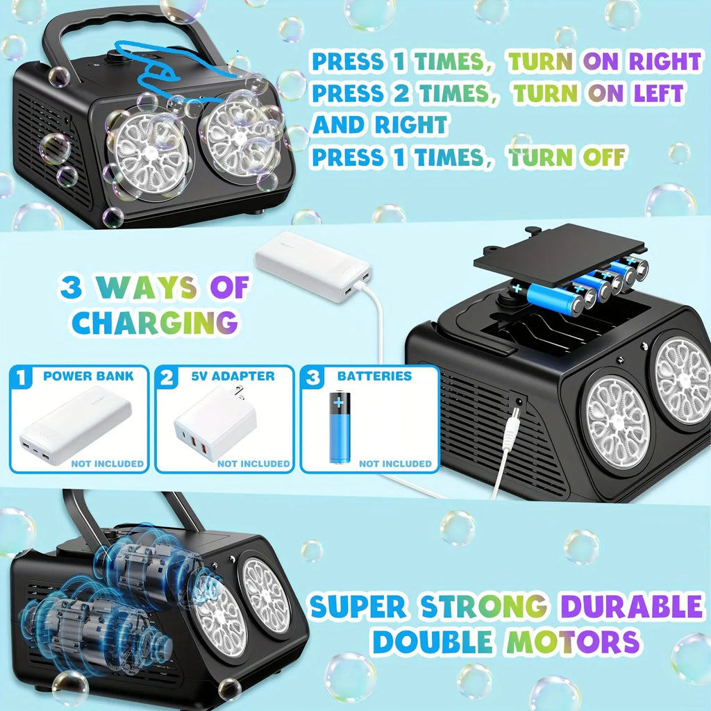 Automatic Bubble Machine Upgrade Bubble Blower with 2 Fans