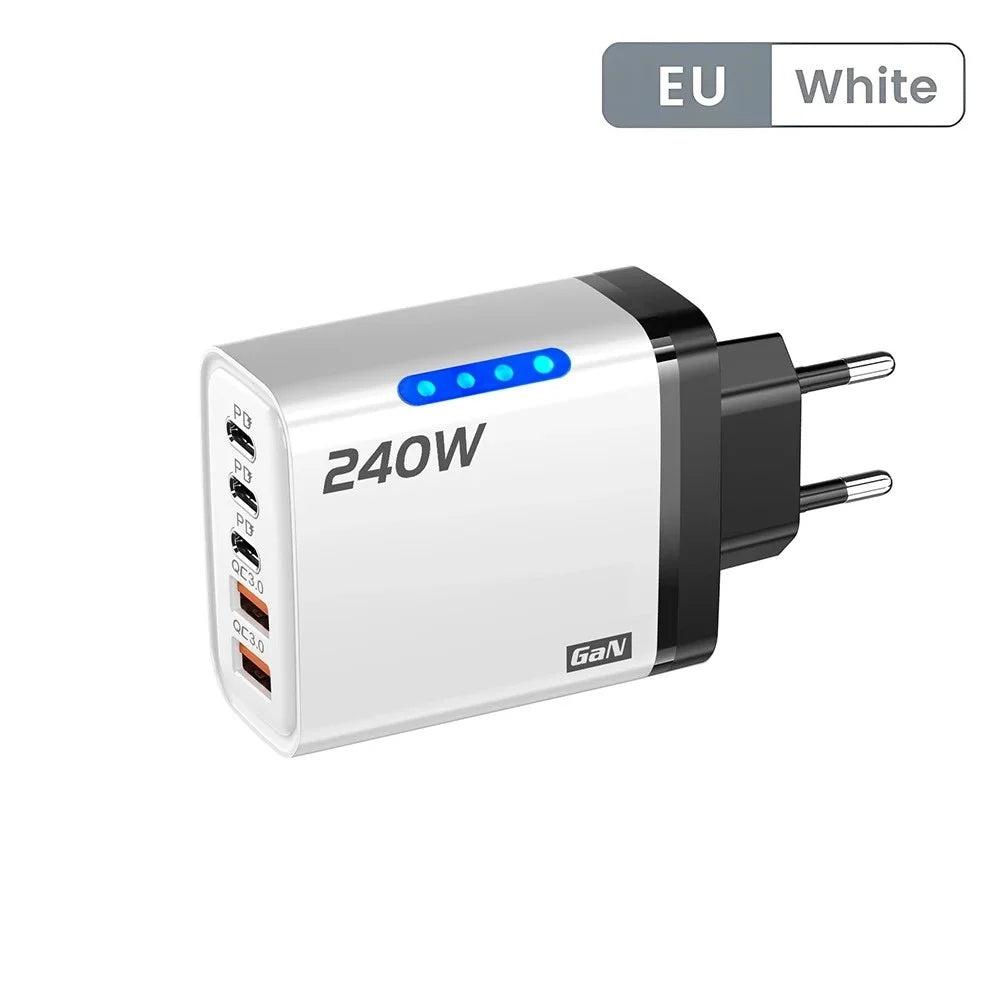 5 in 1 240W GaN Fast Charger With LED Light