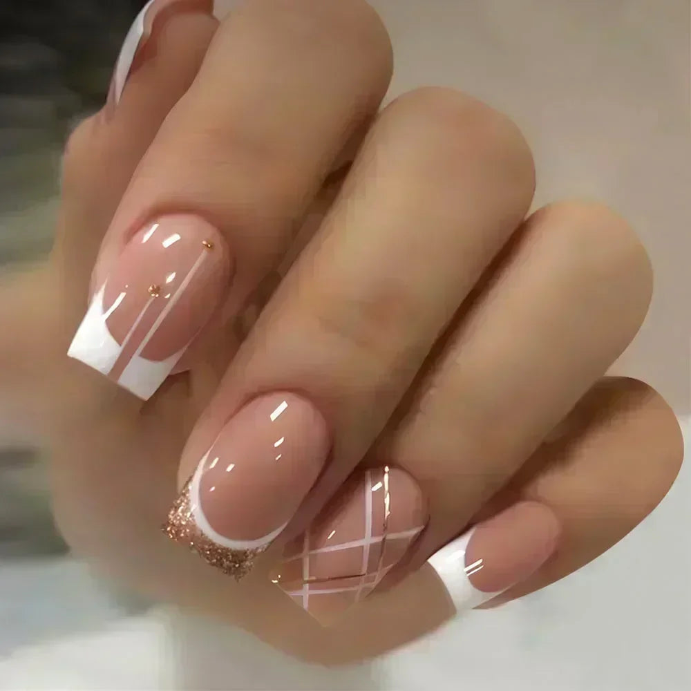 24Pc Short Square Coffin Acrylic Nails Set