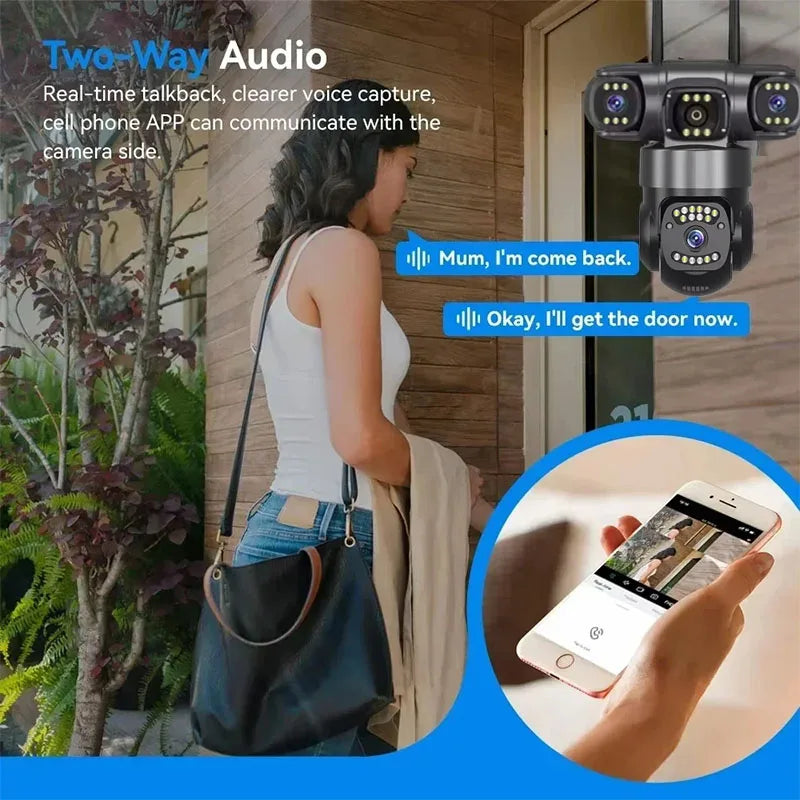 12MP WiFi IP Camera Outdoor Three Lens AI Tracking