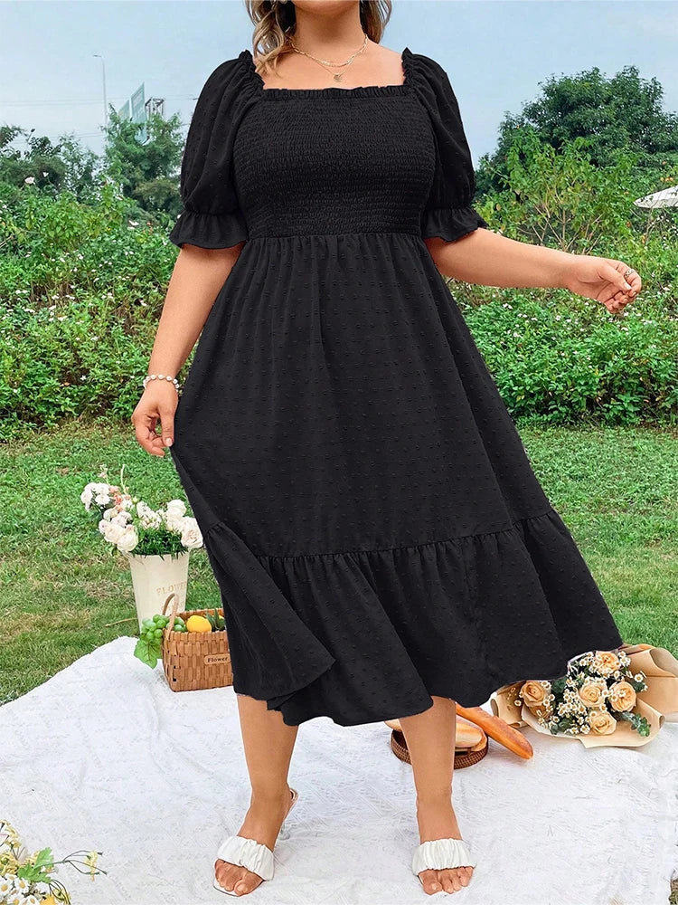 Pure Color Back-tied Dress