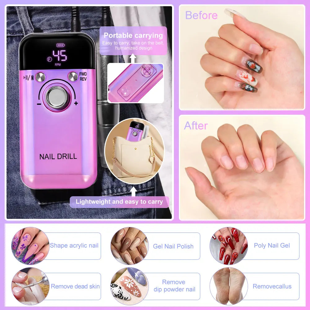 45000RPM Rechargeable Electric Nail Drill Machine
