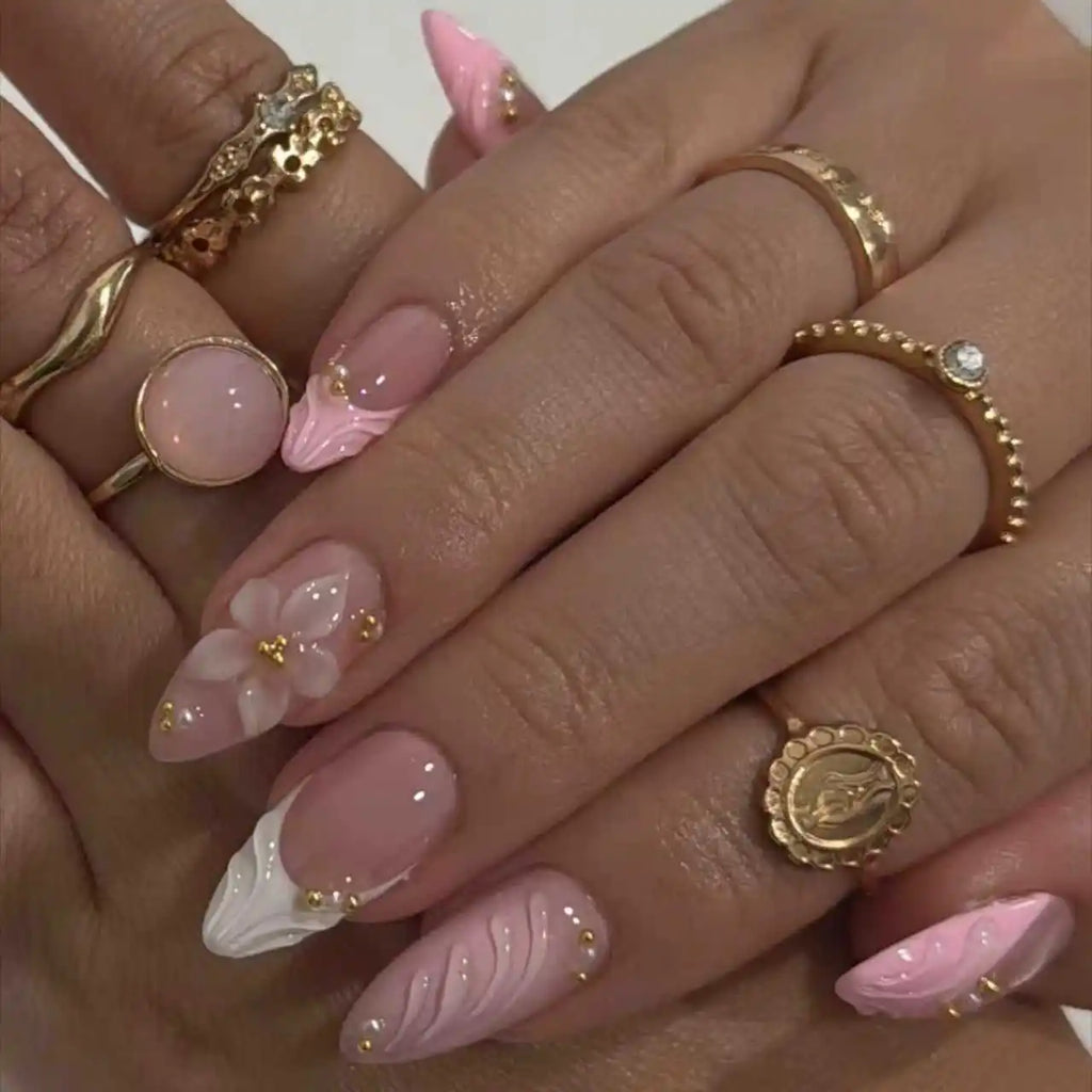 Pink Almond Press On Nails
