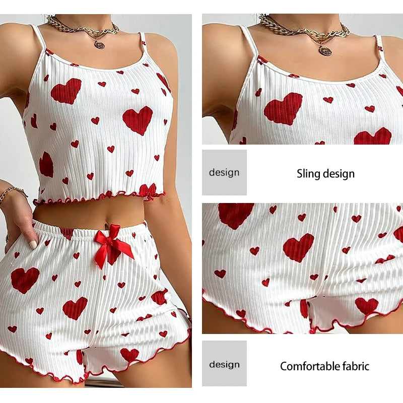 2 PCS Tank Top and Shorts Pajamas Set