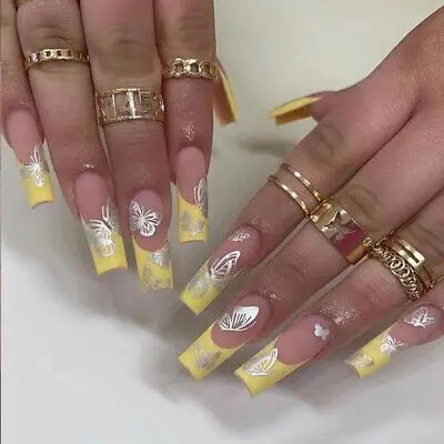 24Pcs Long Square Press on Nails