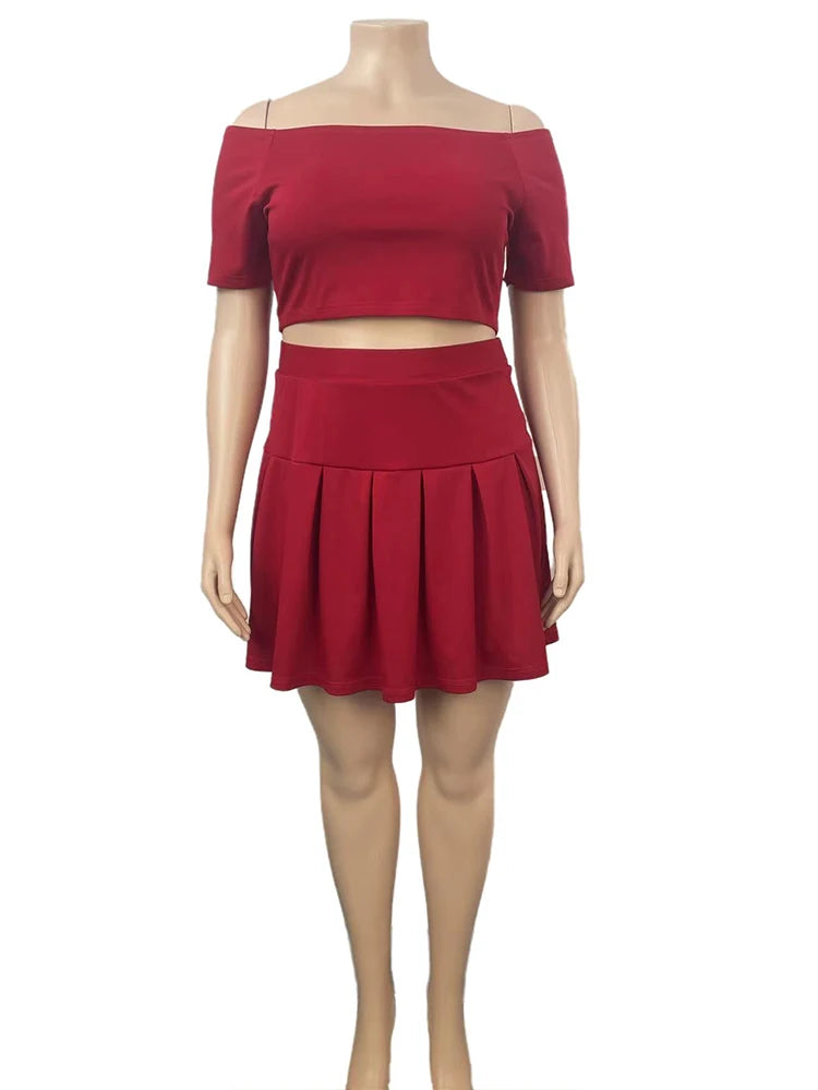 Crop Top and Pleated Skirt Set
