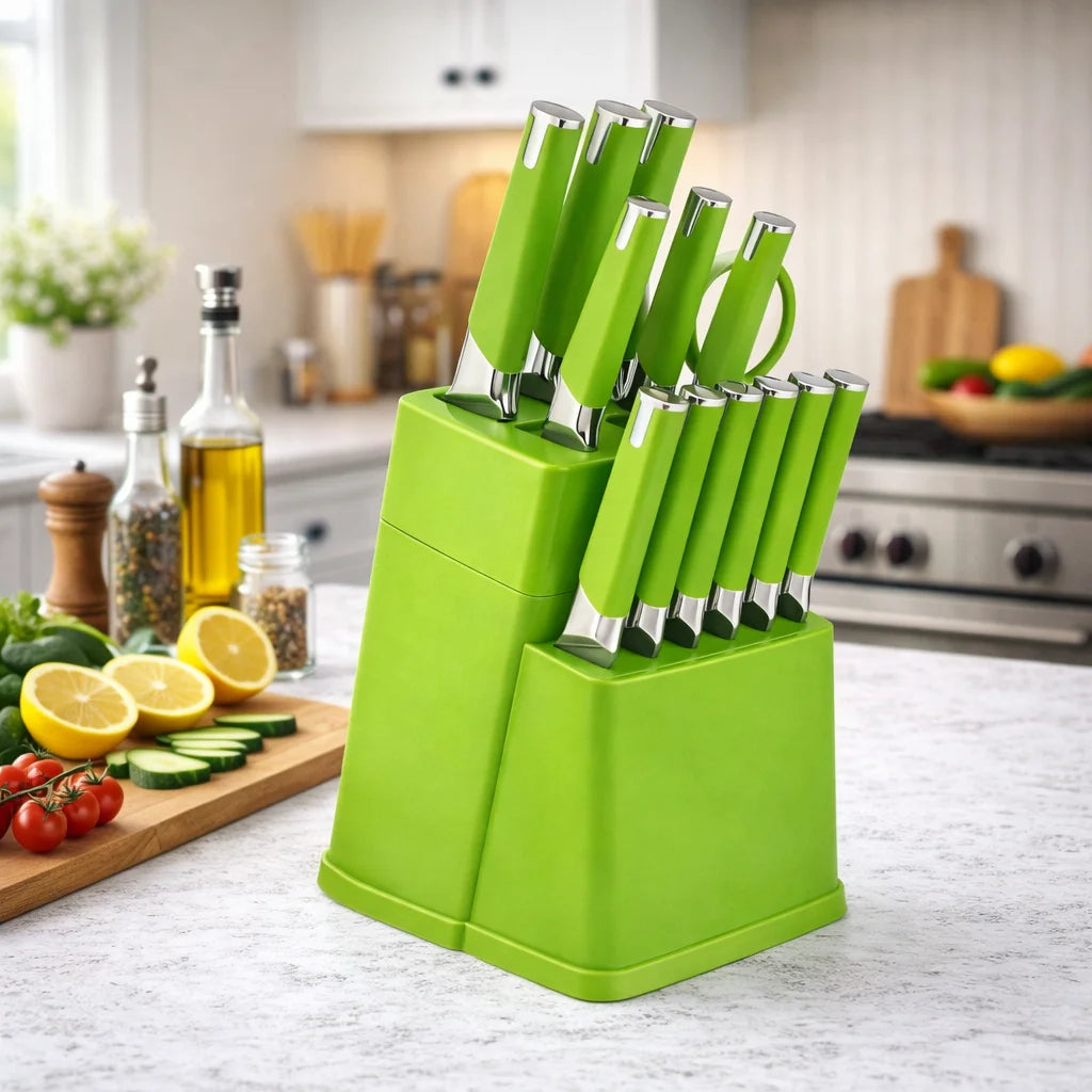 13Pc Professional Kitchen Knife Block Set with 6 Steak Knives