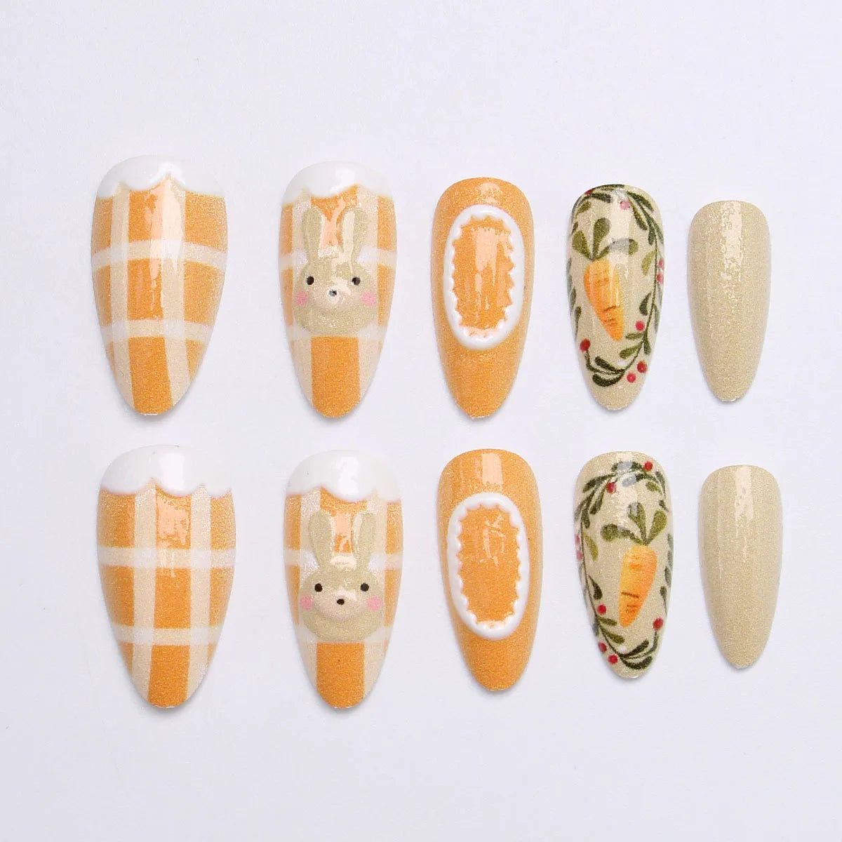 24pcs Strawberry Cat's Eye Press On Nails