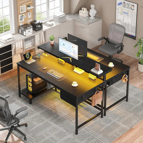 39.3" Gaming Desk with Power Outlet and LED Lights