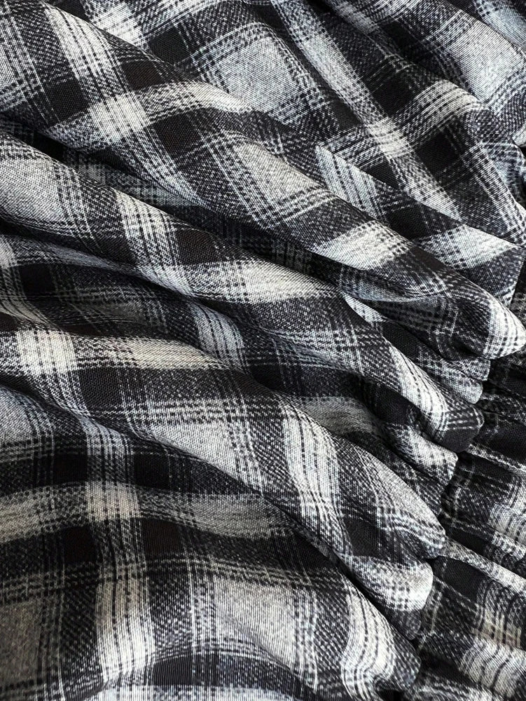 Women's Plus Size Plaid Patchwork Bubble Mini Skirt