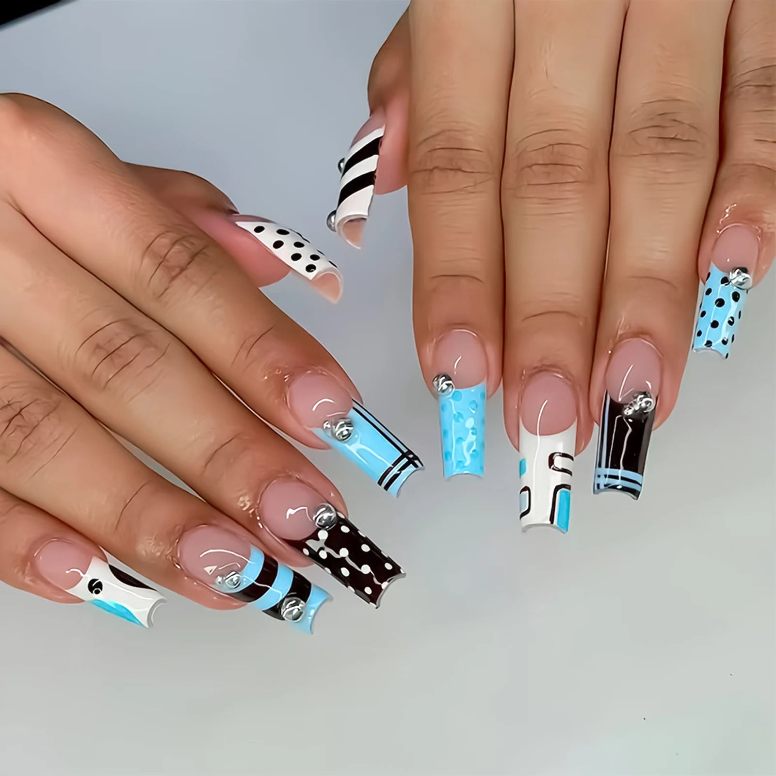 24Pcs Square Press on Nails