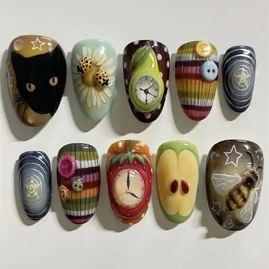 24pcs Vintage Country Style Press On Nails