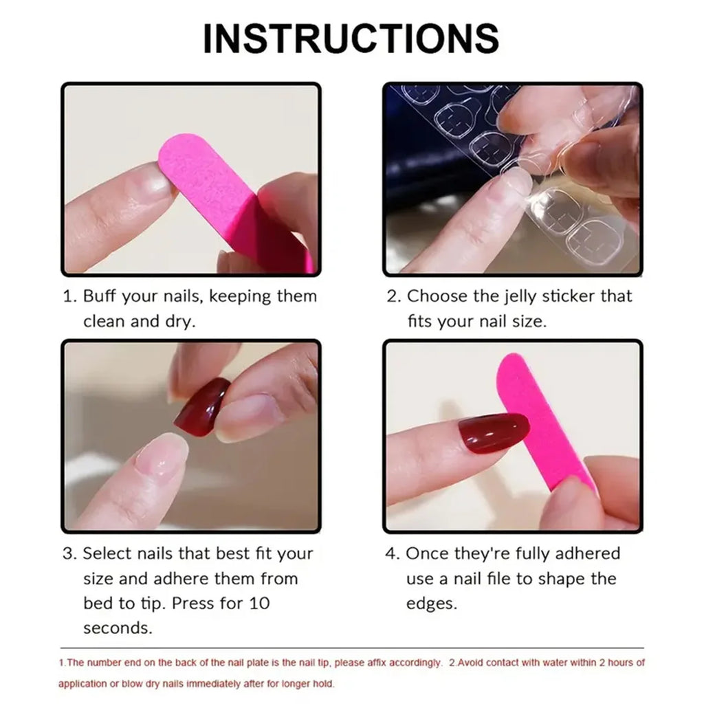 24pcs Glitter Pink Sequins Press on Nails