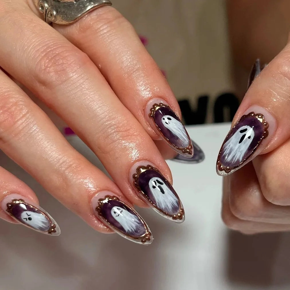 24pcs Glitter Pink Sequins Press on Nails