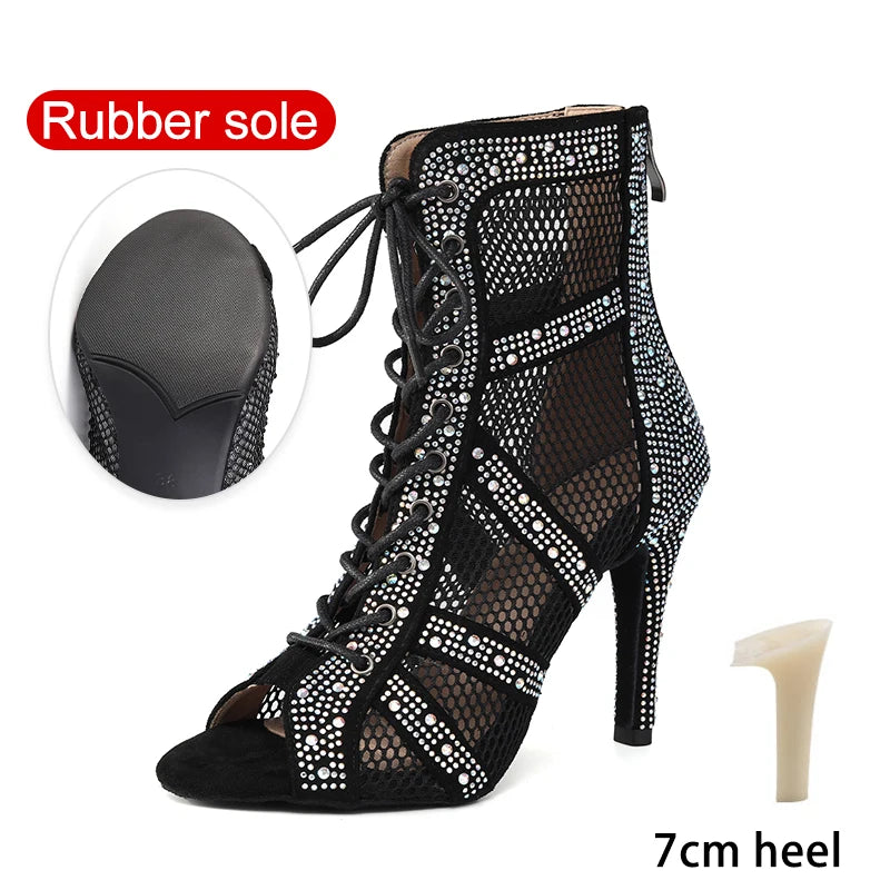 SWDZM Women Shiny Latin Jazz Dance Shoes