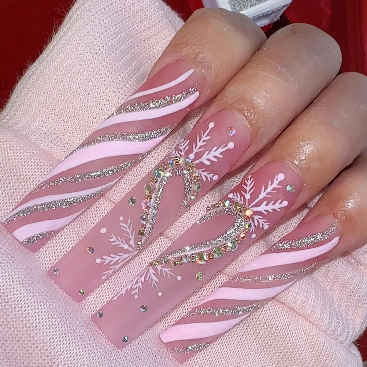 Scary Blood Skull Long Coffin Ballet Halloween Press on Nails