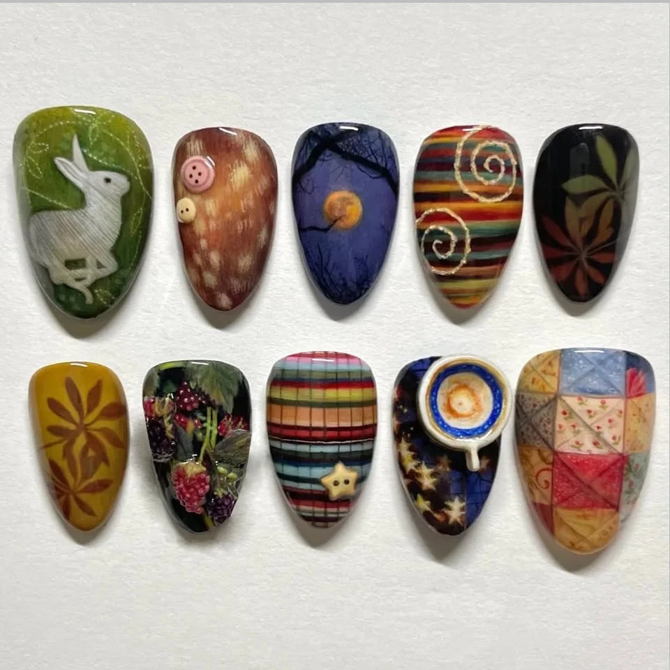 24pcs Vintage Country Style Press On Nails