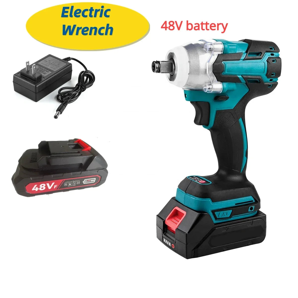 48VF 21V 18V Electric Impact Wrench 1/2Inch Power Tools 2 In 1 Brushless Cordless Wrench