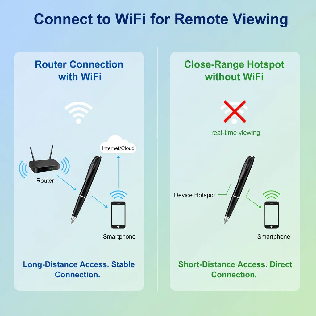 1080P HD Mini Pen Camera 300mAh Rechargeable Portable Video Recorder Wireless WiFi Connection Smart Motion Detection Real Time Remote View Multifunctional Recorder