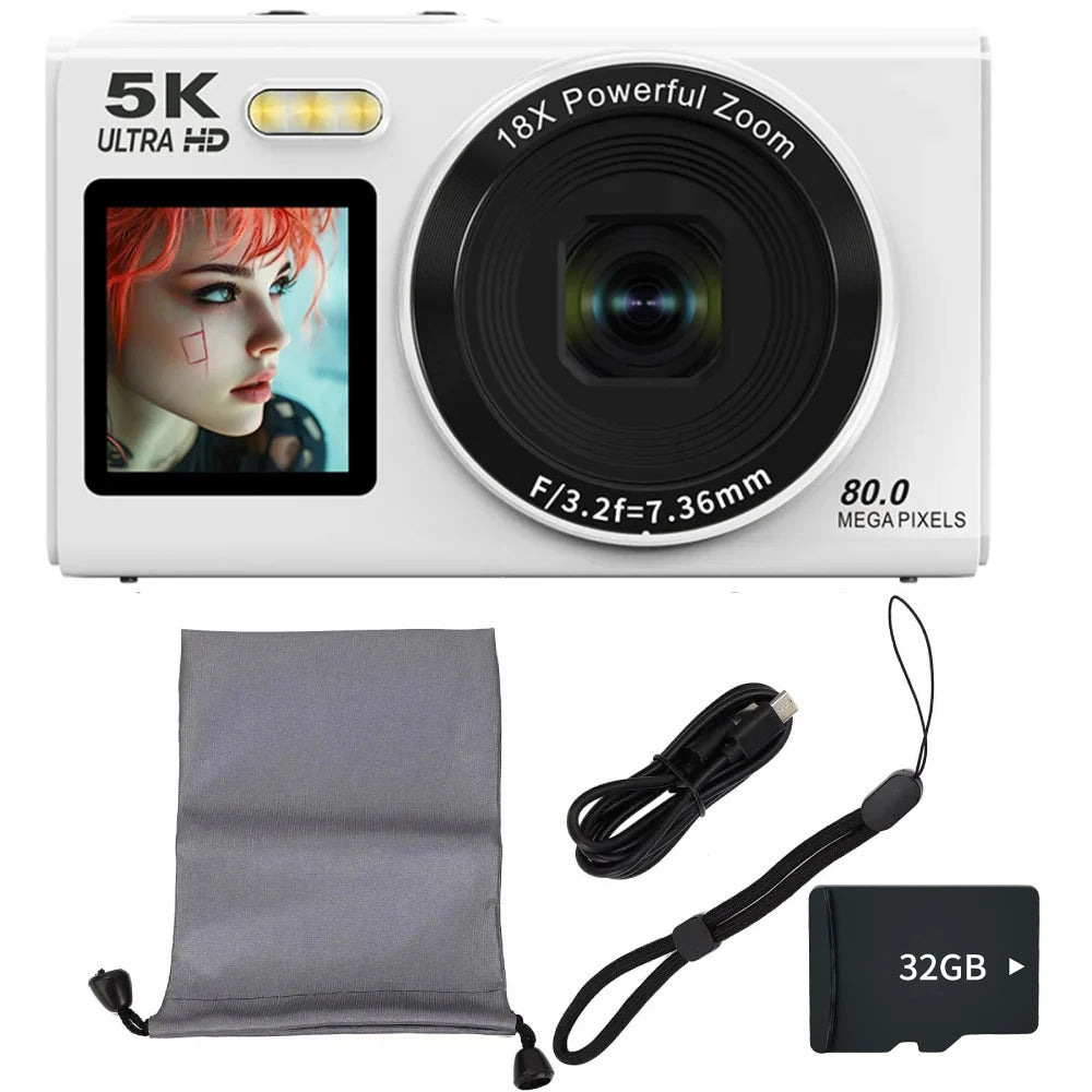 Magecam Digital Camera 5K 80MP 18X Digital Zoom Dual IPS Screen Camera