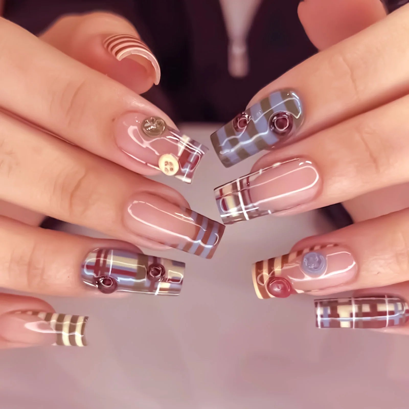 24Pcs Square Press on Nails