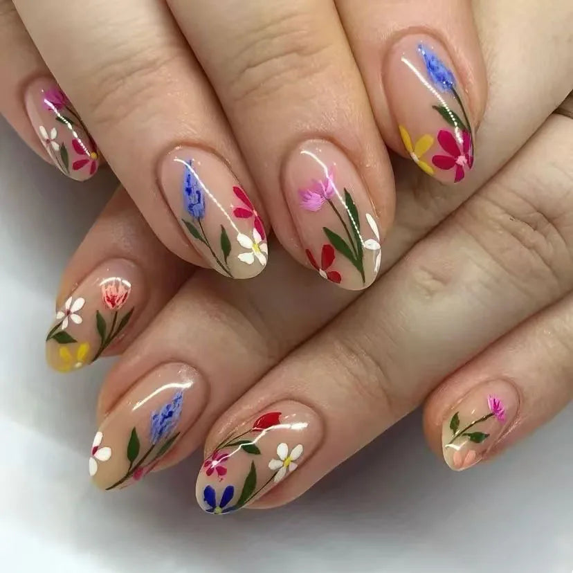 24pcs French Almond Press on Nails