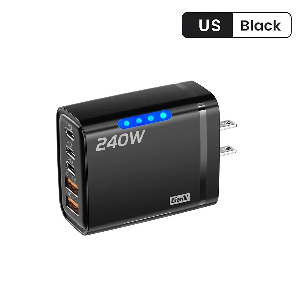 5 in 1 240W GaN Fast Charger With LED Light