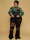 High Waist Woman Tassel Vintage Ripped Jeans