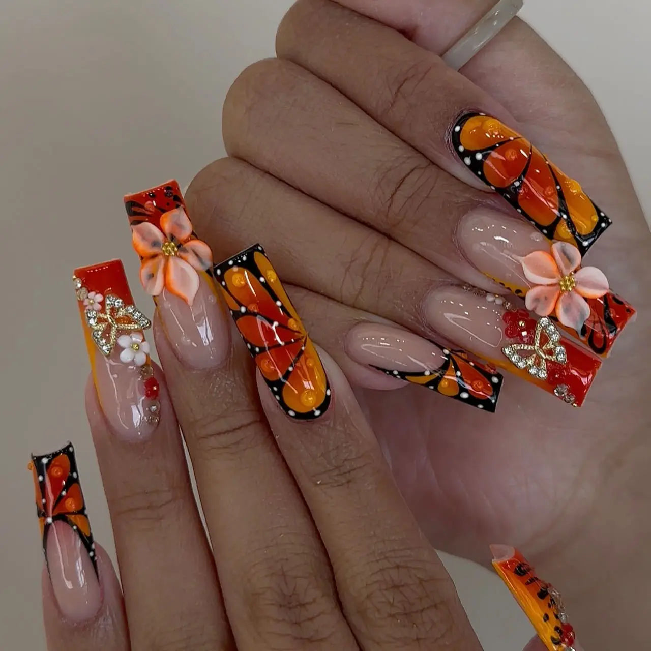 24Pcs Long Square Press on Nails