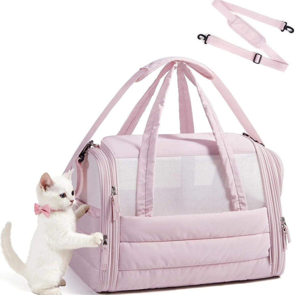Soft Sided Pet Carrier Bag Foldable Breathable Cat Dog Travel Bag