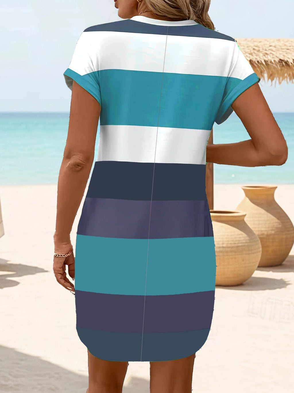 Roll-Up Sleeves Plus Size Dress