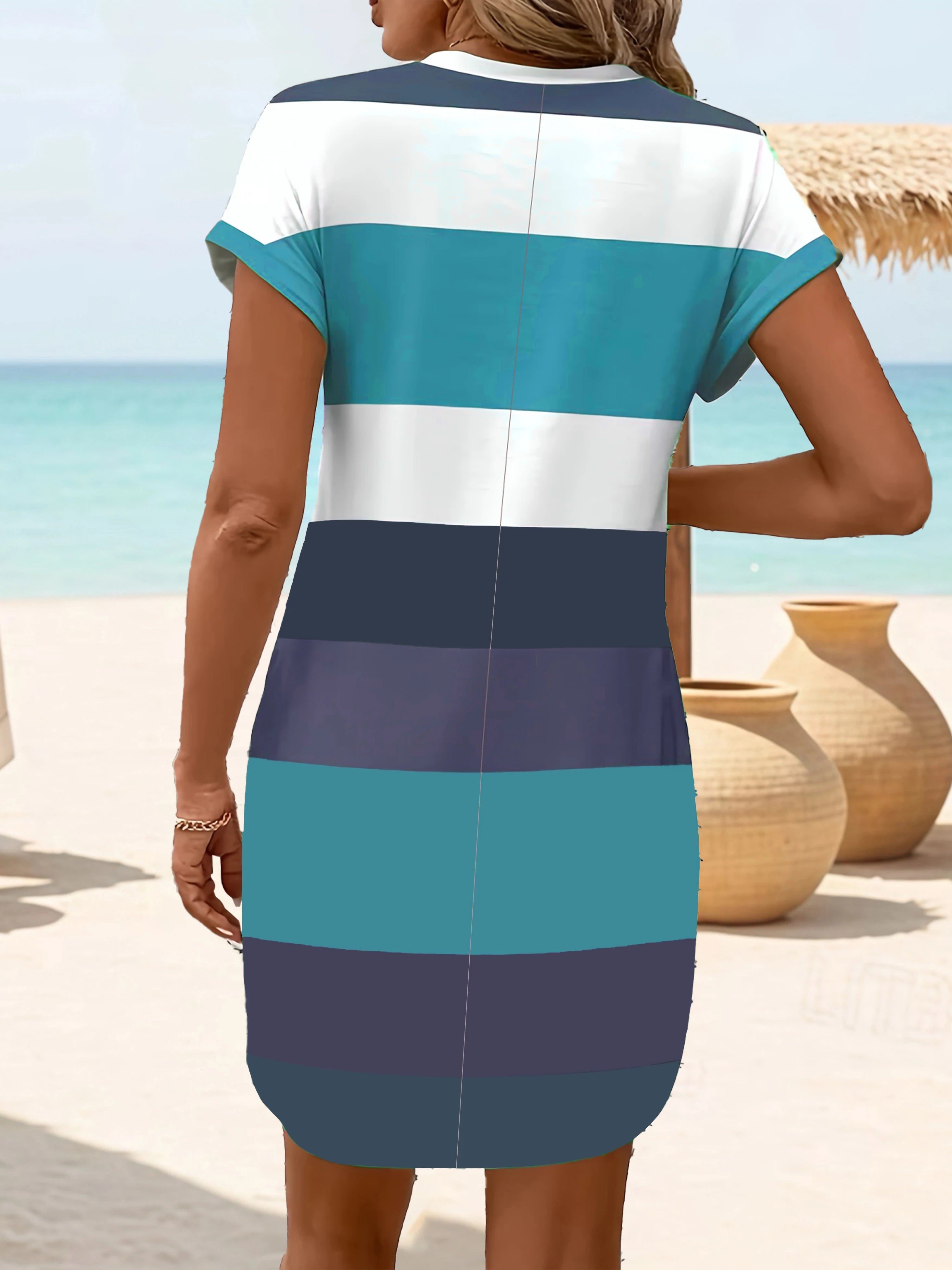 Roll-Up Sleeves Plus Size Dress