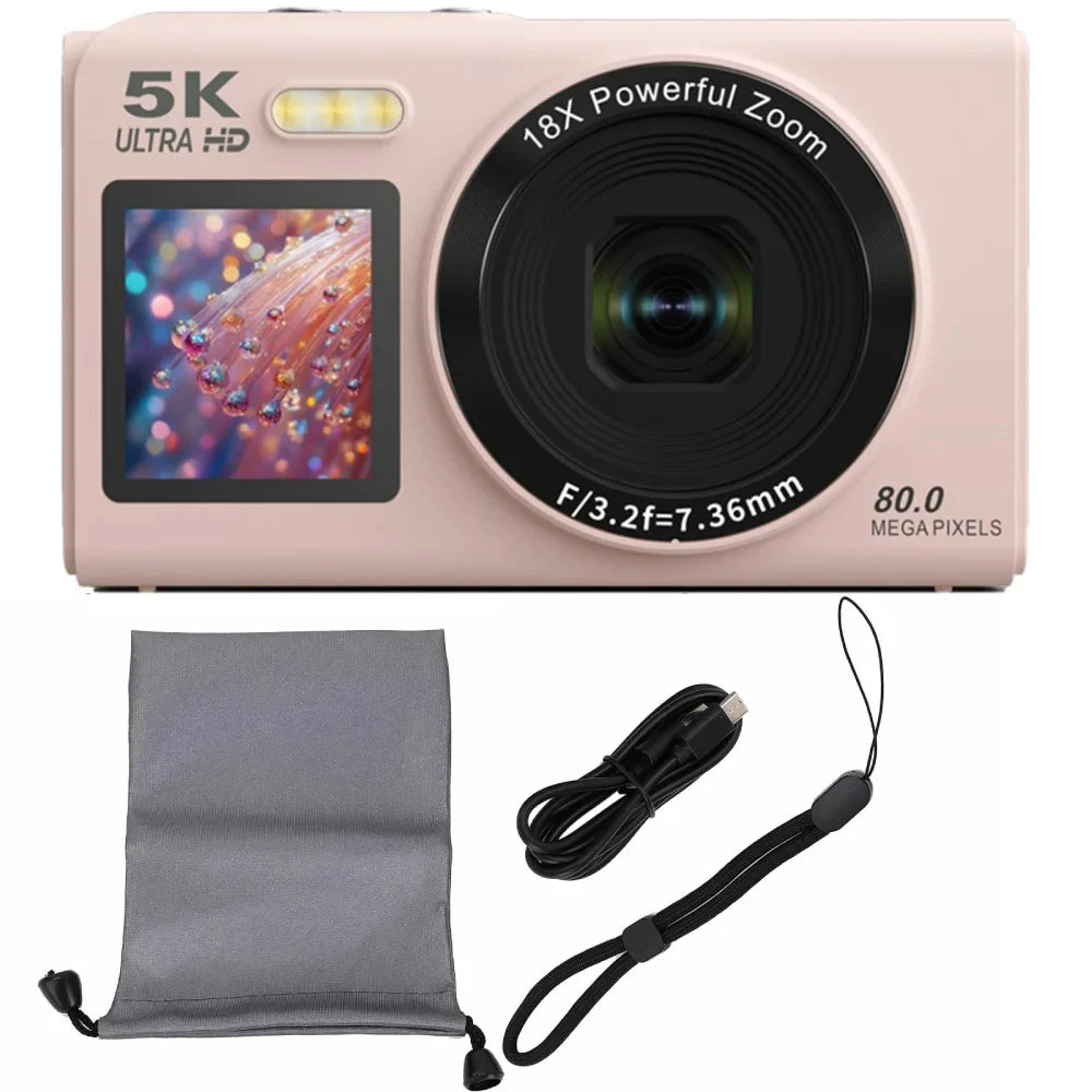 Magecam Digital Camera 5K 80MP 18X Digital Zoom Dual IPS Screen Camera