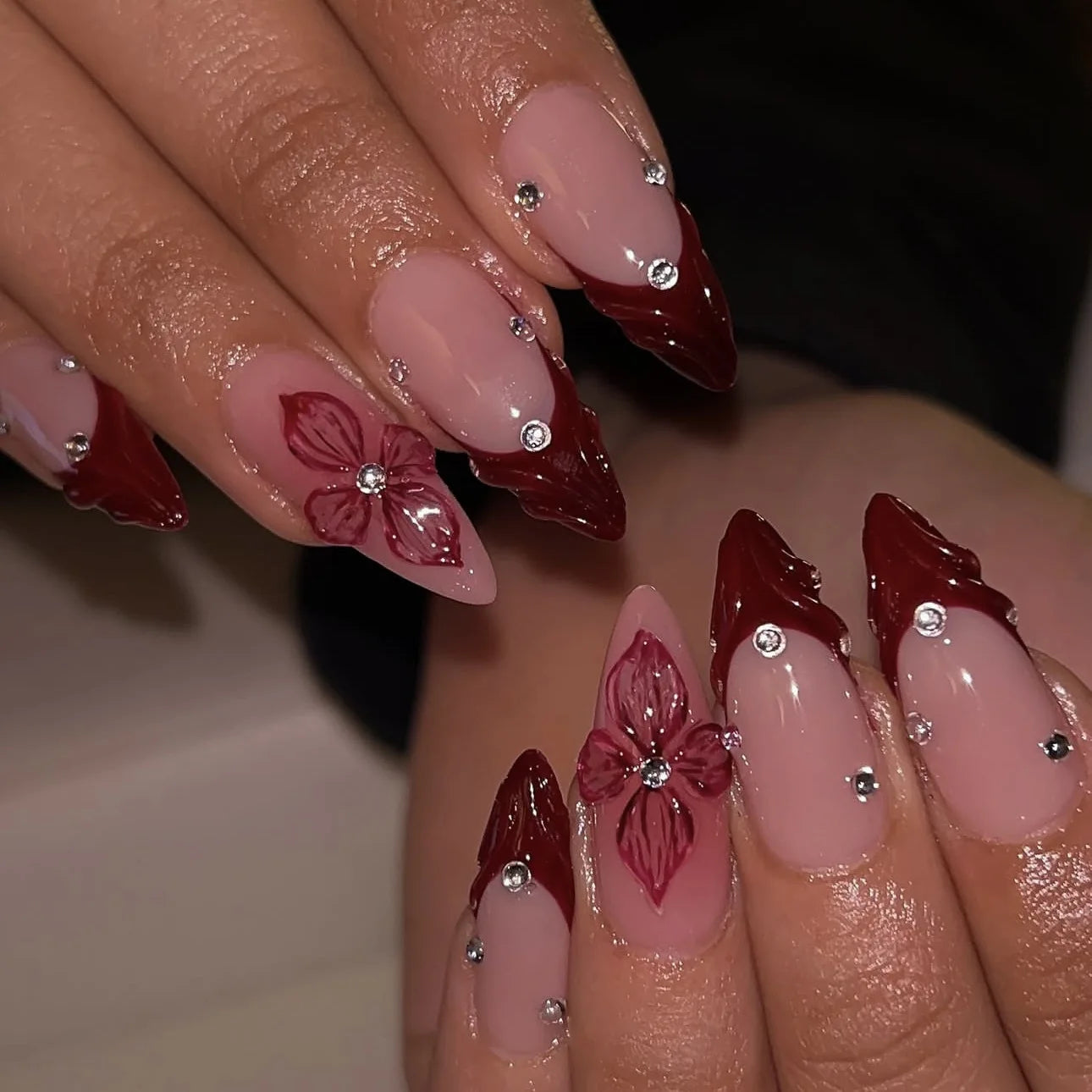 24pcs French Almond Press on Nails