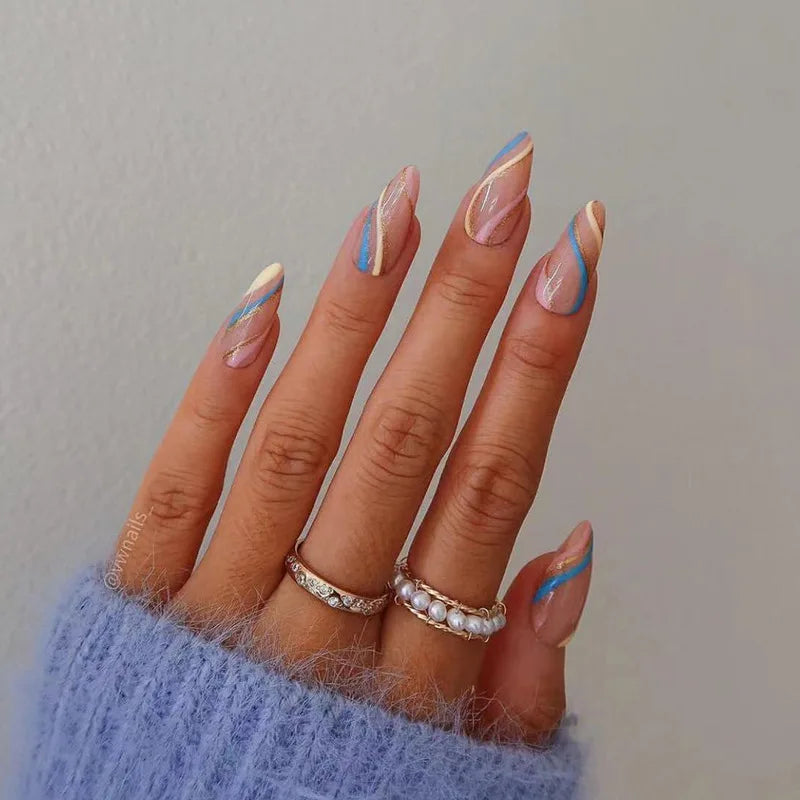 24Pcs Almond Press on Nails