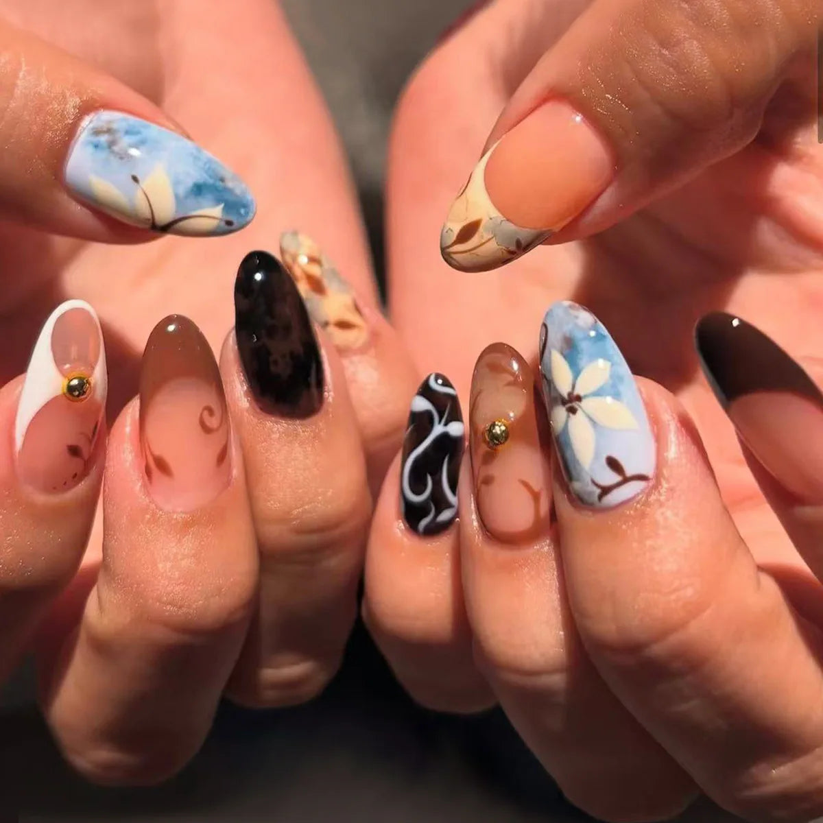 24pcs Vintage Country Style Press On Nails