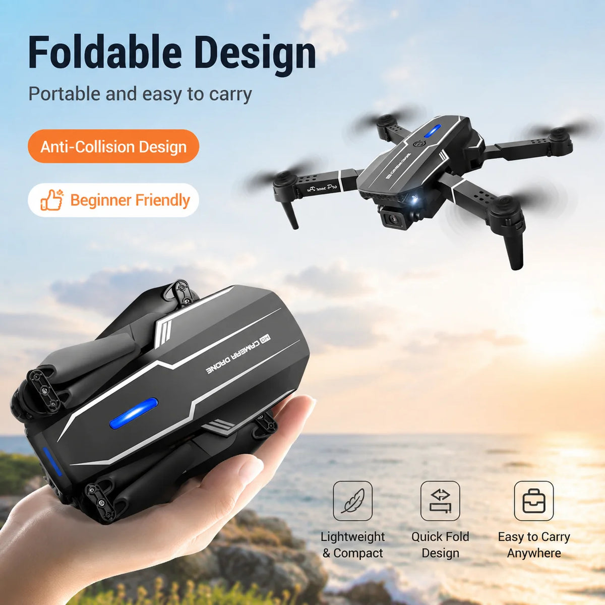 ZNLYRION S101 Foldable RC Drone 4K HD Dual Camera