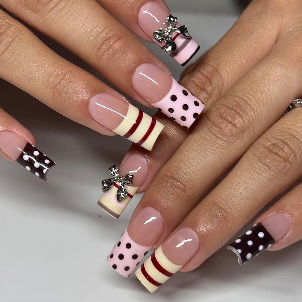 24PCS Medium Square Press on Nails